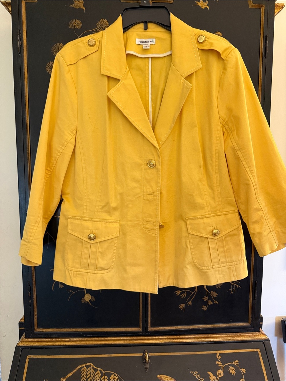 Joan Rivers Bright Yellow Notch Lapel Blazer